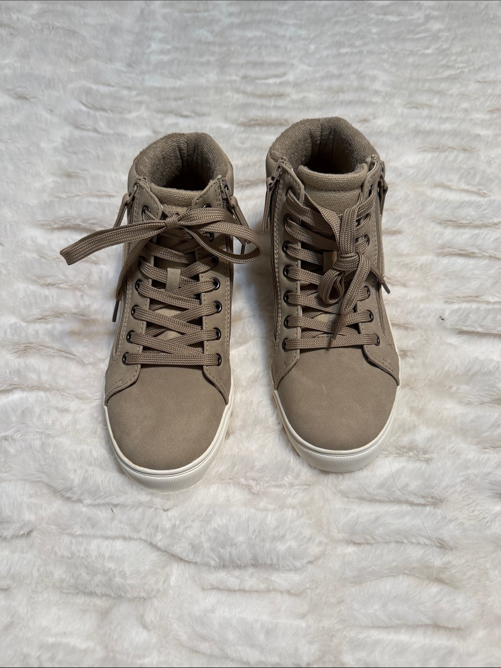 Maurices Taupe High-Top Lace-Up Sneakers